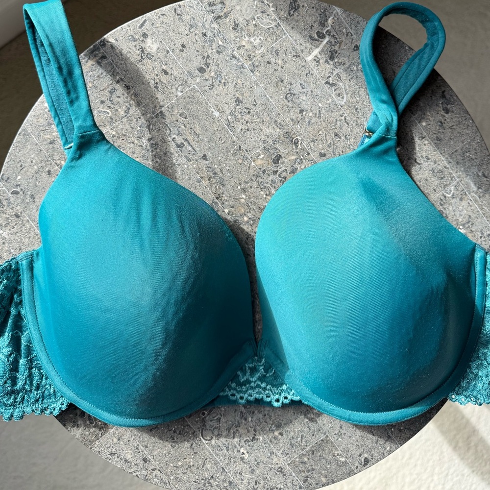 Lilyette Deep Teal Bra with Lace Accents